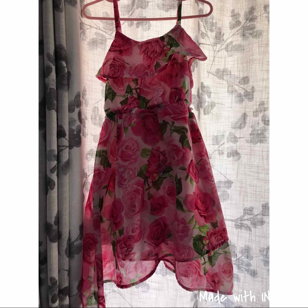 Floral asymmetrical little girl dress
